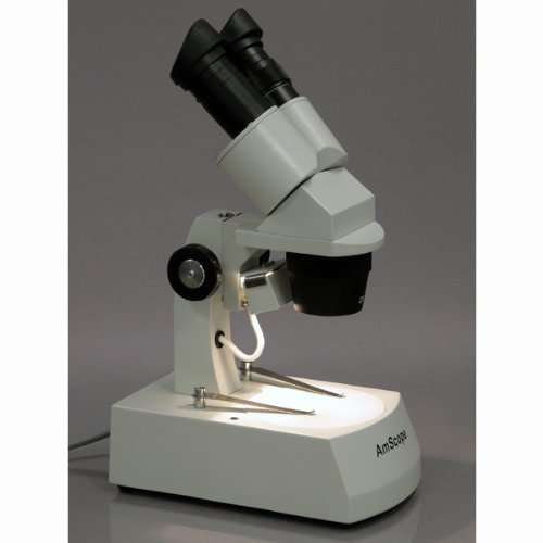 AmScope SE306-AZ-E1 Digital Binocular Stereo Microscope, WF10x and WF20x Eyepieces, 20X/40X/80X Magnification, 2X and 4X Objectives, Upper and Lower Halogen Lighting, Reversible Black/White Stage Plate, Arm Stand, 120V, Includes 1.3MP Camera and Software 6