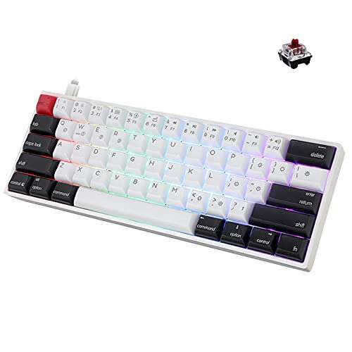 KOqwez33 Portable Advanced Keyboard for Notebook Computer, AK61 Gaming Keyboard RGB Backlit Wide Compatibility Comfortable E-Sports Type-C Mechanical Keyboard for Home - Red Axle