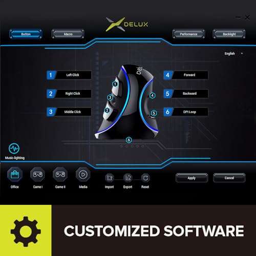 DeLUX Ergonomic Mouse, Wired Large RGB Vertical Mouse with 6 Buttons, 4000DPI, Removable Wrist Rest for Carpal Tunnel (M618Plus RGB-Wired) 5