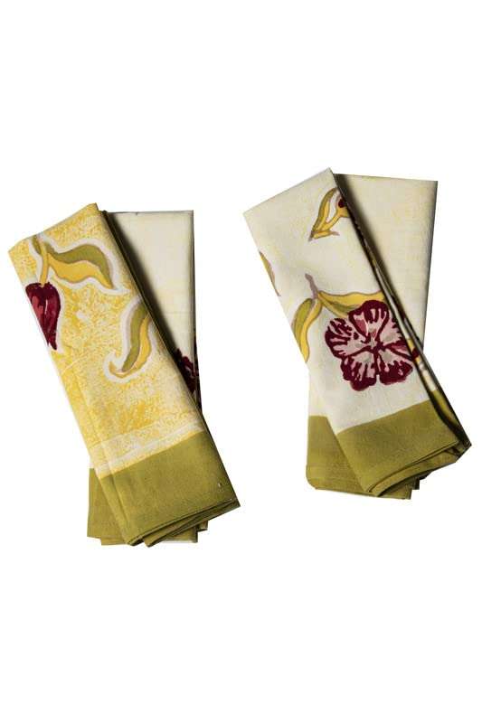 CONTRAST LIVING Troned Hand Block Printed Kitchen Towel/Dish Towel/Hand Towel Multi Color Set of 4 Pcs 4