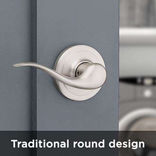 Kwikset Tustin Interior Passage Door Handle, Lever For Closet and Hallway Doors, Reversible Non-Locking Handle Lever, Satin Nickel, with Microban Protection 6