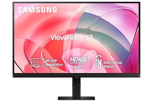 Samsung 27" (68.47cm) 4K ViewFinity S7 Monitor|UHD 3840 x 2160|IPS Panel|350nits|1.07 Billion Colors|Ports-HDMI,DP,Headphone|PIP|PBP|HDR10|Easy Setup Stand|Eye Care Technology|LS27D700EAWXXL|Black 1
