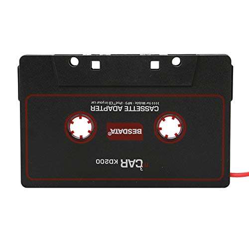 BESDATA Car Cassette Adapters for iPod, iPad, iPhone, MP3, Mobil Device, 3 Feet Long Cable with 3.5mm Male & 2.5mm Male Adapter & Microphone for Phone Calls, Black - KD200 5