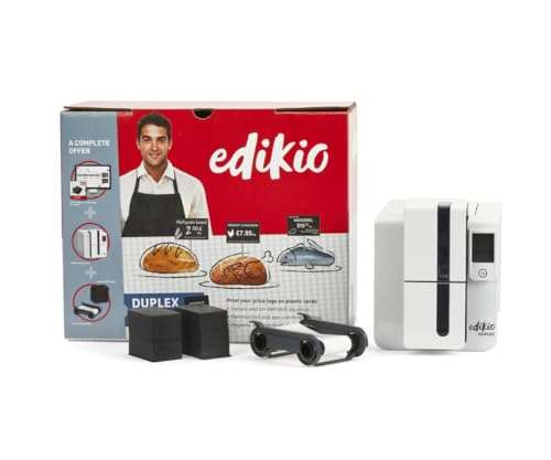 EDIKIO Price Tag Duplex - Card Printing Pack - Durable, Easy-to-Clean, Customizable Price Tag - Color and Monochrome Printing in Multiple formats - Includes Printer, Design Software, Cards and Ribbon 5