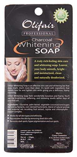 Olifair Charcoal Whitening Soap for Men and Women , Handmade with Natural Organic Oil ,120 g(Pack of 4) 2