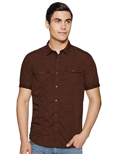 Rig Men's Solid Regular fit Casual Shirt (PRIG-SHR-0016109_Coffee XL) 1