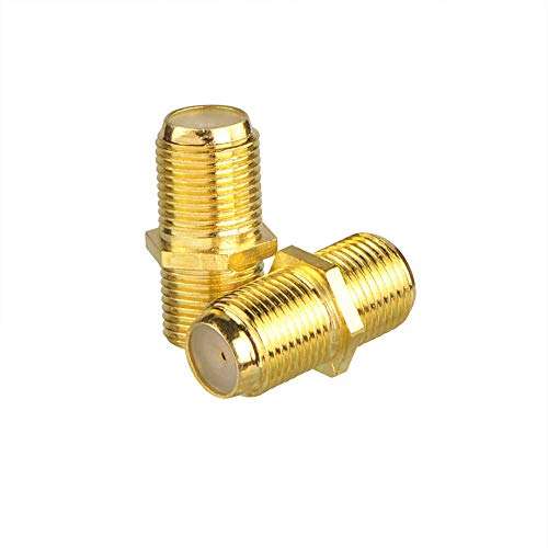 SHZ 2-Pack Gold Plated F-Type Coaxial RG6 Connector,Cable Extension Adapter Connects Two Coaxial Video Cables 1
