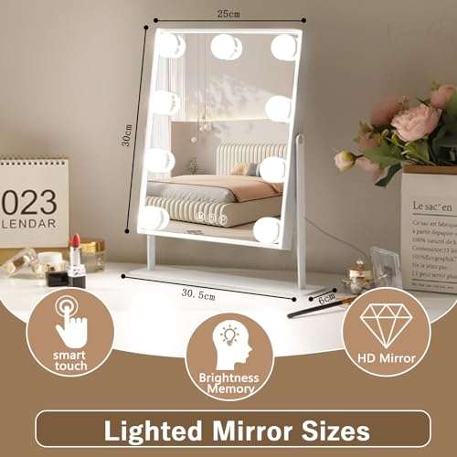 Hansong Hollywood Lighted Vanity Makeup Mirror, Plug in Light-up Girls Professional Mirror, Removable10x Magnification, 3 Colour Lighting Modes (White) 4