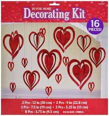 HAVEN'S TREASURE® Valentine 3D Love Heart Shape Hanging Strip Decoration Kit (Pack of 16 Pcs- Multi Size) 5