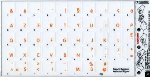 Belgian French Decals for Keyboard with Orange Lettering Transparent for Desktop, Laptop and Notebook are Compatible with Apple 3
