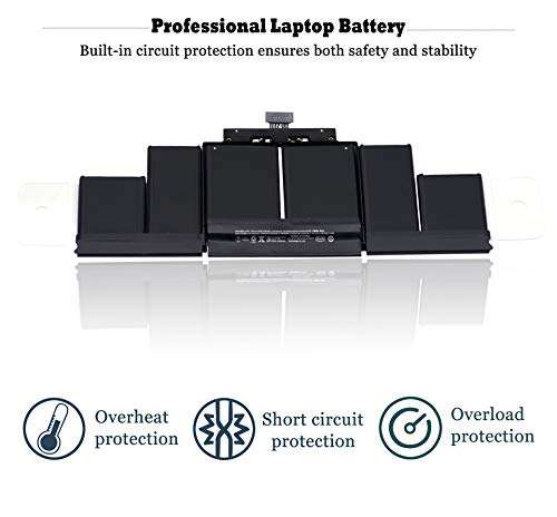 A1398 A1494 Laptop Battery for MacBook Pro 15-inch Retina (Late 2013 and mid 2014 Early 2015 Version) 11.26V 95WH Compatible with Retina ME293 ME294 MGXA2 MGXC2 MJLQ2 5