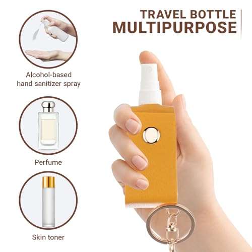 Wumuzai 6 Pack Keychain Alcohol Spray Bottle, Mini Travel Size 1 oz, Portable Refillable Hand Sanitizer Bottle Case Holder, Empty Small Perfume Spray Bottle for Water Soap Lotion (B) 2