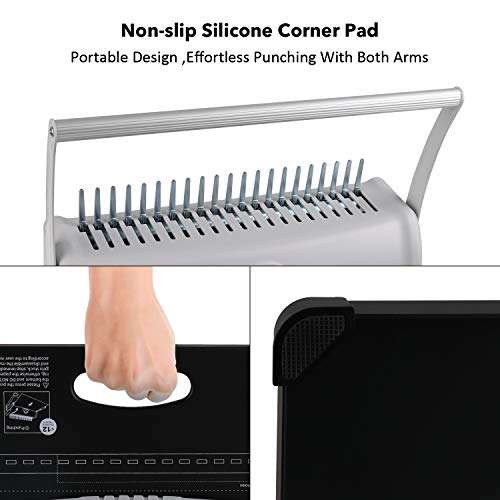 MAKEASY Binding Machine for Letter Size A4 A5, Book Binder Paper Punch Binder with 100 PCS 3/8'' PVC Comb Bindings 4