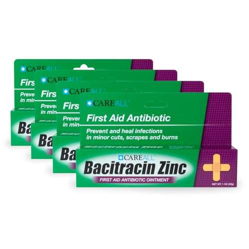 CareAll Bacitracin Antibiotic Zinc Ointment 1oz (4 Pack). First Aid Ointment to Prevent and Heal Infections for Minor cuts, Scrapes and Burns. 5