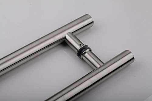 TOGU PL-6003 450mm/18 inches Round Bar/H-Shape/Ladder Style Back to Back Stainless Steel Push Pull Door Handle for Solid Wood, Timber, Glass and Aluminum Doors,Full Brushed Stainless Steel Finish 3