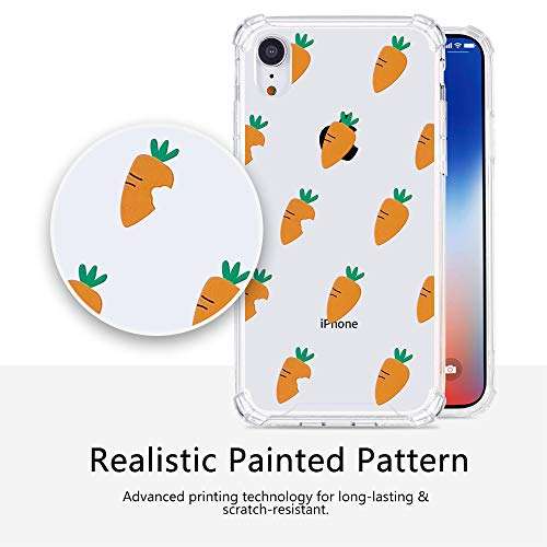 Idocolors Clear iPhone XR Case, 6.1”Soft Soft Flexible Silicone Shockproof Back Four Corner Protective Cover,Cute Personalized Summer Carrot Girly&Boys Cases for iPhone XR 5