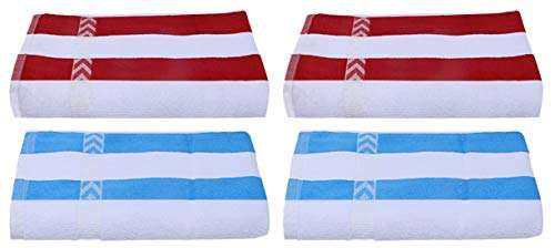 Heart Home Cotton 4 Pieces Bath Towel 27" x54” (Red & Blue) CTHH1646
