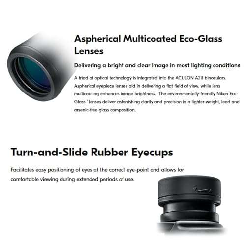 Nikon Aculon A211 10x42 Binoculars (8246) Black Bundle with Nikon Lens Pen, Carry Case, Neck Strap, and Lens Cloth - High Powered Binoculars for Adults - Bird Watching, Hunting and Travel Zoom 3