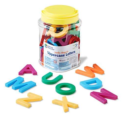 Learning Resources Jumbo Magnetic Uppercase Letters, ABCs, Early Letter Recognition, 40-Pieces, Large Magnetic Letters, Assorted Colors, Ages 3+ 1