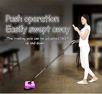 FEELING MALL Automatic Hand Push Sweeper Broom Household Cleaning Dustpan Sweeping Machine Telescopic Rod (White) 6