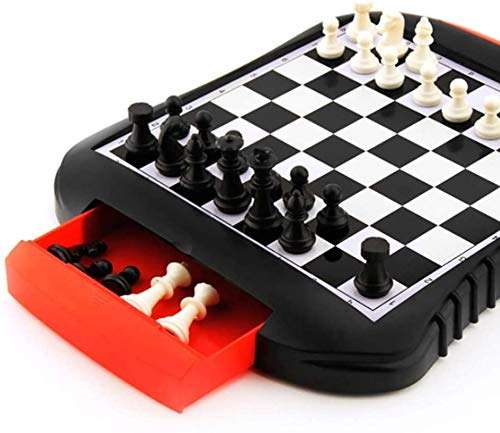 Chess set board game folding travel portable Chess Plastic Magnetic Chess Game Set with Storage Drawers Portable and Travel Classic Board Strategy Game for Beginners Gift Portable Chess DG59 3