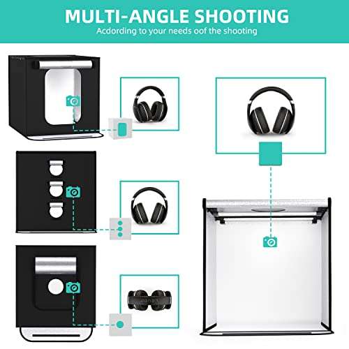 Travor Photo Box 16"/40cm Photo Studio Light Box Photography Shooting Tent with Movable LED Lights, Dimmable Table Top Light Tent with 4 Color Backdrops (White Black Red Blue), CRI95+ 2