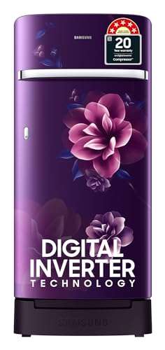 Samsung 189 L, 5 Star, Digital Inverter, Direct-Cool Single Door Refrigerator (RR21C2H25CR/HL, Red, Camellia Purple, Base Stand Drawer, 2023 Model)