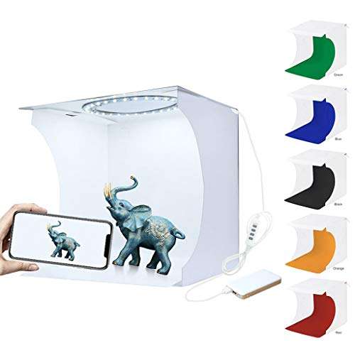 Photo Studio Light Box 202020cm Mini Portable Lighting Soft Tents with USB Fill Light Ring, 6 Colors Background, Home Jewellery, Food, Shoes, Still Life Shooting 1