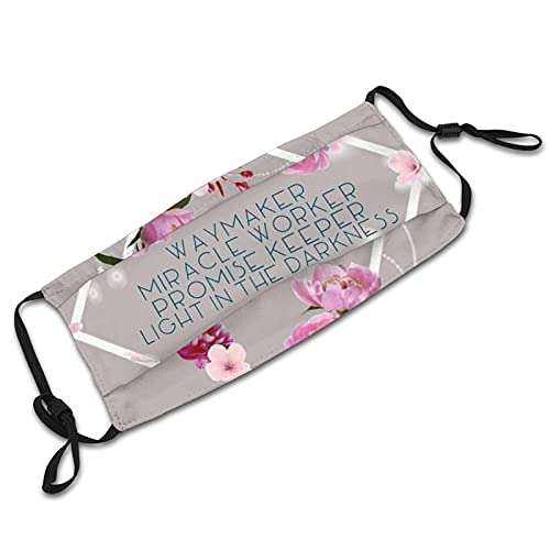 LAIPUTER Jesus Waymaker Miracle Worker Promise Keeper Isaiah Face Mask With 2 Filters Reusable Breathable Adjustable Anti-Dust Wind Sun-Proof Fashion Balaclava For Women Men 6