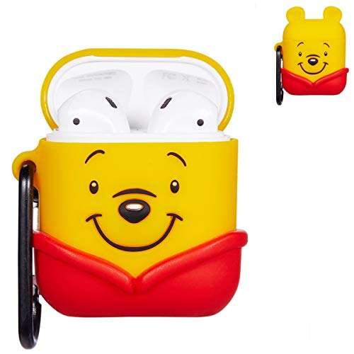Logee Red Case for Apple Airpods 1 & 2 Charging Case,Cute Silicone 3D Cartoon Airpod Cover,Soft Protective Accessories Kits Skin with Carabiner,Character kaCases for Kids Teens Girls (Airpods 1