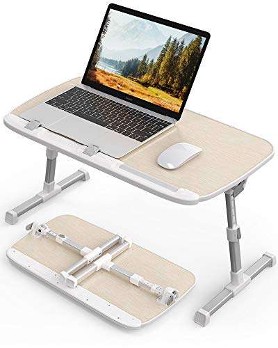 AboveTEK Laptop Desk for Bed, Portable Laptop Table Tray with Foldable Legs, Height Adjustable Foldable Laptop Desk for Eating Working, Computer Tray for Bed Couch, Gifts for Men Women Husband Birch