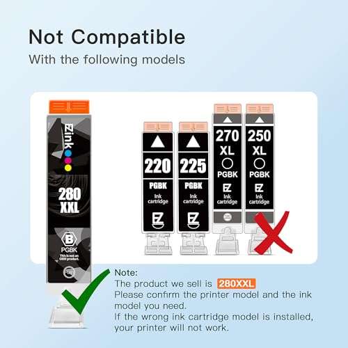 E-Z Ink Compatible TS9120 Ink Cartridge Replacement for Canon PGI-280XXL CLI-281XXL PGI 280XXL CLI 281XXL to use with PIXMA TS8320 TS8220 TS8120 (PGBK, Black, Photo Blue, Cyan, Magenta, Yellow) 6 Pack 5