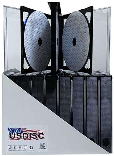 USDISC CD Jewel Cases Chubby 24mm, Quintuple 5 Disc, Black, Pack of 25 3
