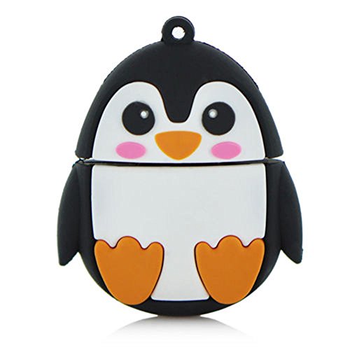 2.0 Fat Black and White Penguin 128GB USB External Hard Drive Flash Thumb Drive Storage Device Cute Novelty Memory Stick U Disk Cartoon Thumb Drive