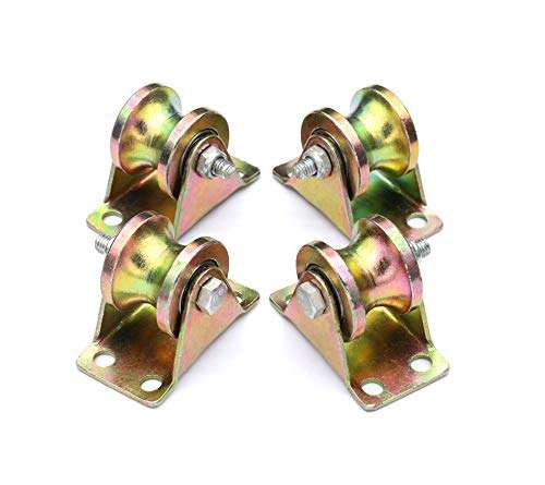 Anmeilexst 4 Pcs Color Zinc Plating 1.2" U-Groove Track Wheel, Sliding Door Roller, for Track Sliding Doors, Mechanical Carts and Mobile Workbench 1