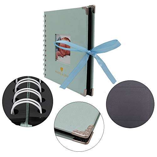 WCR Scrapbook Photo Album, DIY Memory Book Guest Book for Baby Shower Birthday Wedding Anniversary Gifts, Baby Scrapbook with Photo-Openning 40 Black Pages and Stickers (Powder Blue, 6.8 x 6.8 Inch) 4