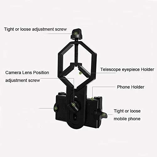 NUZAMAS Adjustable 360 Degree Smartphone Adapter, Compatible with Binoculars, Monoculars, Spotting Scopes, and Microscopes 5
