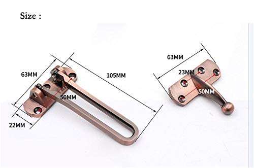 MaiSung Latch Swing Bar Lock,Heavy Duty Lock Chain,Door Lock Latch for Kids Safety,silver 5