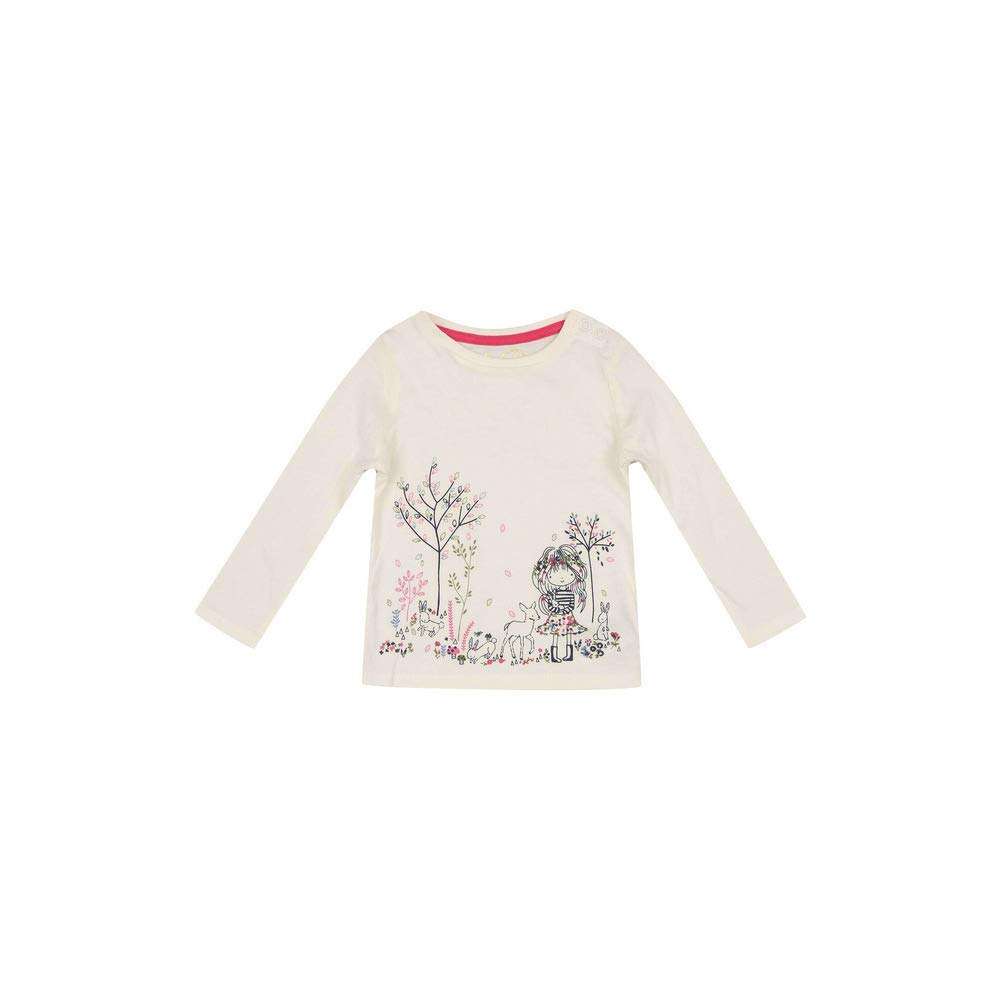 Mothercare Girls Round Neck Solid Tee (Cream_6-9 Months)