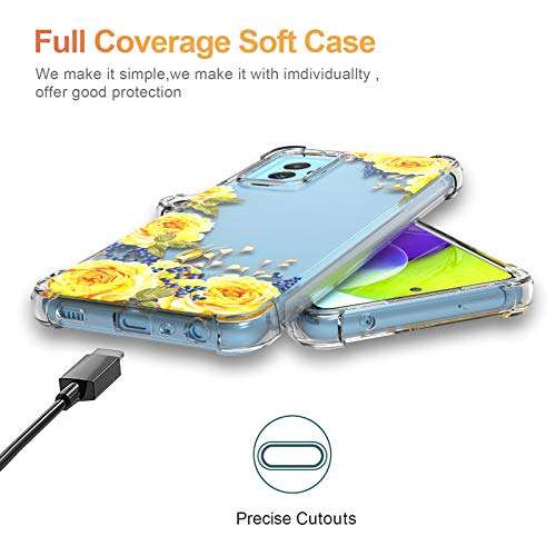 Samsung Galaxy A52 Case,PULEN Galaxy A52 Case Clear Cover Soft TPU Ultra Clear Anti-Drop Shockproof in Four Cornors for Samsung A52 4G/ 5G (Rose Yellow) 6