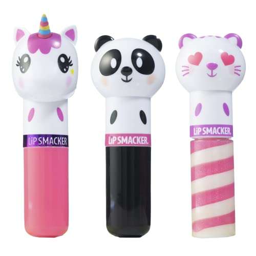 Lip Smacker Lippy Pals, Set of 3 Flavored Moisturizing & Smoothing Soft Shine Lip Balm, Hydrating & Protecting Fun Tasty Flavors ,Cruelty-Free & Vegan - Unicorn, Panda and kitten 1