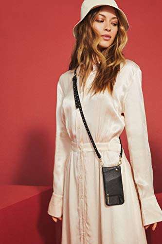 Bandolier Nicole Crossbody Phone Case and Wallet - Black Leather with Gold Detail - Compatible with iPhone 8 Plus, 7 Plus, 6 Plus, 6s Plus Only 2