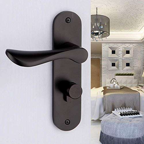 WSZJJ Entry Lever Door Handle and Single Cylinder Deadbolt Lock and Key Slim Square Locking Lever Handle Set [Front Door or Office] Right & Left Sided Doors Heavy Duty – Iron Black Finish 5