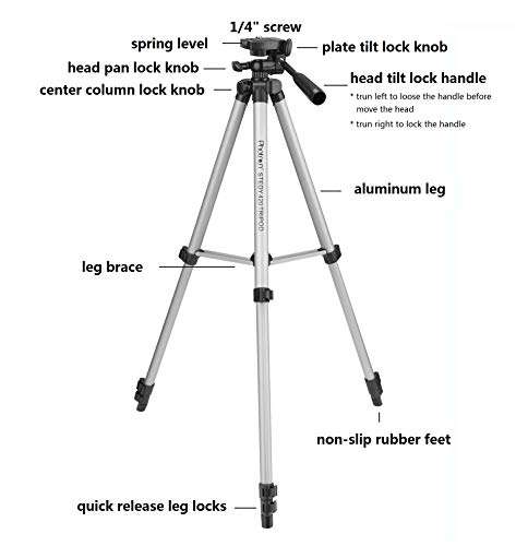 Photron Stedy 420 Tripod 127 cm (50 Inch) with Mobile Holder for Smart Phone, Camera, Mobile Phone | Extends to 1240mm (4 Feet) | Folds to 425mm(1.4 Feet) | Weight Load Capacity: 2.5kg | Case Included, Silver 5