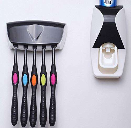 Best Quality Kitchen APPLIANCES Plastic Wall Mounted Automatic Toothpaste Dispenser and Toothbrush Holder Toothpest Dispenser (Multicolor) 1