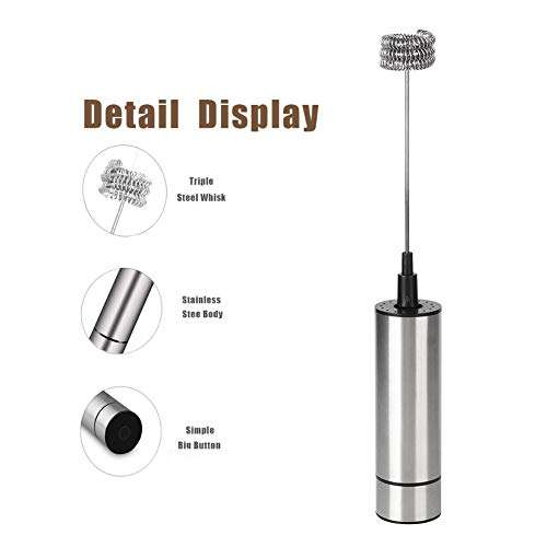 Electric Hand Mixer, 9.1x1.2in Electric Whisk, With Single-layer Milk Frother Head Food-grade Stainless Steel for Hot Chocolate Make Coffee Butter Eggs 6