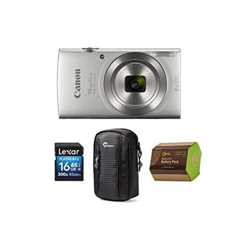 Canon PowerShot ELPH 180 Point Shoot Digital Camera, 20.MP, 8X Optical Zoom Lens, and AccessoryBundle (Silver) 1