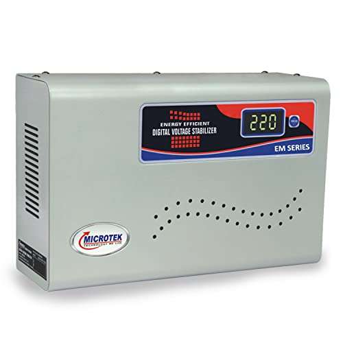 Microtek EM4150 Digital Display Wall Mounted Automatic Voltage Stabilizer for AC up to 1.5 Ton Working Power 150V-280V (Grey) with 3 Year Warranty 1