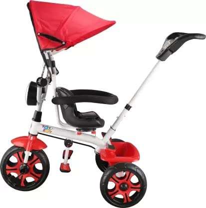 JoyRide CITY BLAZE PRO MAX Plug N Play Baby Tricycle with Parental Handle,Adjustable Canopy, 360 degree Rotatable Seat , Cushion Seat , Safety Harness , Light and Music for Kids/Boys/Girls/Carrying Capacity Upto 40kgs (RED) 4