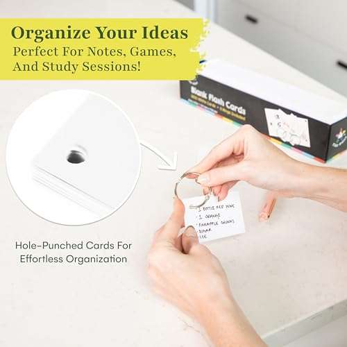 Star Right Assorted Colored Blank Flash Cards - 1000 Pre-Punched 2 x 3 Inch Index Notecards with Metal Rings - Blank Study Cards for School, Office and Organization Projects 2